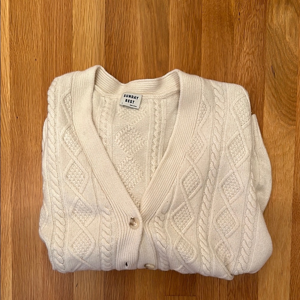 Sunday Best Cream Cable Knit Cardigan Sweater